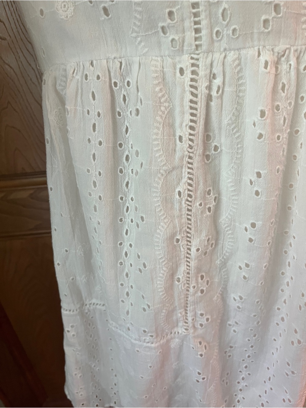Sz XL Zara White Eyelet Vneck Long Sleeve Mini Dress - Picture 10 of 16